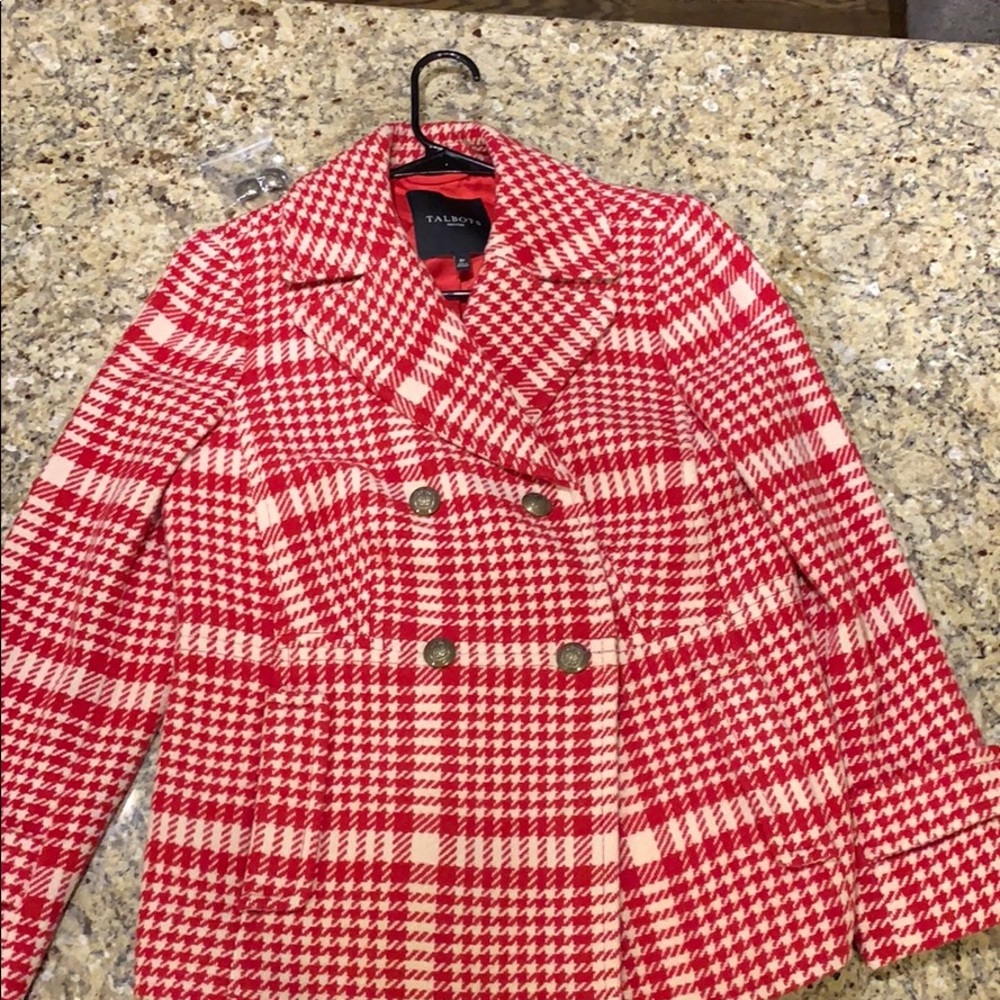 Talbots pea coat waist length cute buttons!